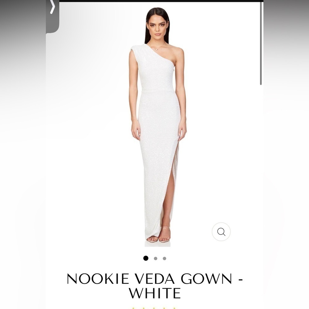 Nookie Gold Sequin Embellished One Shoulder Veda Gown Maxi Dress ✨ Small NWOT